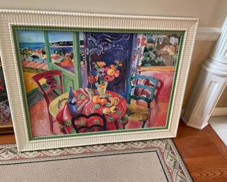 $275.00 - Framed Antibes from Hotel Djoliba Giclee on Canvas by Mary Pavey 34.5" x 46" 