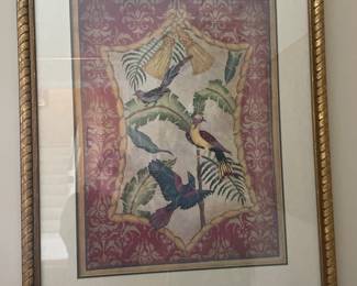 $47.00 - Vintage Bird Print with Gold Frame - 31" x 25"