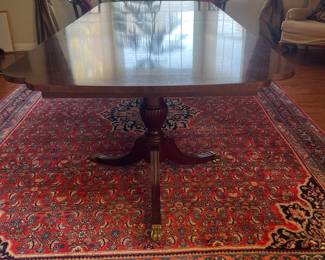 $1475.00 Dining Set - White Furniture Company of North Carolina Cherry 2 Pedestal Dining Table, Brass Claw Feet with 2 Leaves Seats 8, Includes 4 Chairs & 2 Captain Chairs, Buffet China Cabinet Table Dimensions: 6’ x 46” w/ leaves 8’ 4” Cabinet Dimensions:  80” x 26”d x 88”h