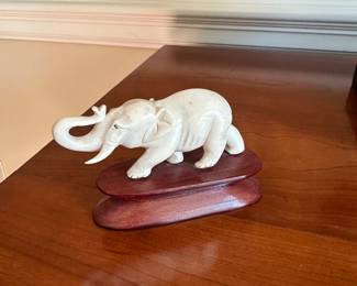 $18.00 - Carved Elephant Figurine on Wood Mount