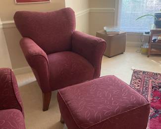 $125.00/each - Upholstered Reading Armchair with Wood Legs - Ottoman $35.00 