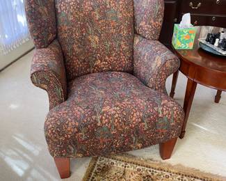 $925.00 - Pair of Sam Moore Safari Tapestry Lounge Chairs with Wood Legs