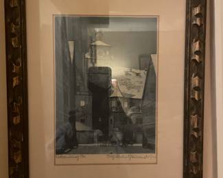 $49.00 - Signed and Titled by Ernst Geissendorfer, Rothenburg Germany - 11.5" x 14.5"