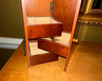 $38.00 - Wooden Jewelry Box With Three Compartments