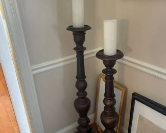 $58.00 - Wood Pedestal Candle Holders - 35” and 42”-  Set of 2 -