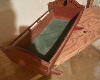 $48.00 - Vintage Wooden Baby Doll Rocking Crib