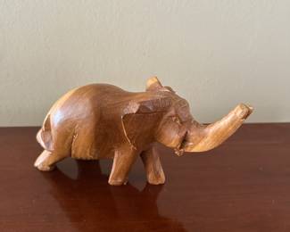 $22.00 - Hand-Carved Wooden Elephant Figure form Kenya