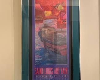 $125.00 - St. Louis Clayton Art Fair Signed Framed Artwork - 17" x 32"