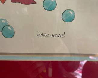 $63.00 - Signed Marc Davis Cinderella Gus Gus Jacques Jack Disney Framed Lithograph Framed Matted - 19” x 15”