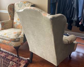 $35.00/each - Floral Print High Back Chairs - One Chair arms are damaged 