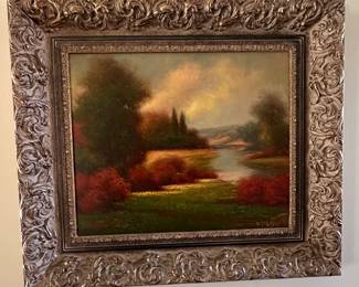 $69 - Framed Original Oil Painting signed K Pierre - 33” x 30”