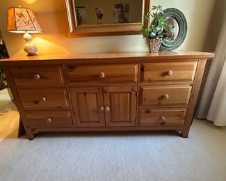 $120.00 - Pine Wood Dresser - 70”L x 19”W x 33”T
