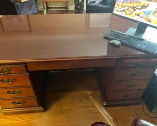 $249 - Indiana Desk 9 drawer with center drawer, double pedestal - 60"x36"