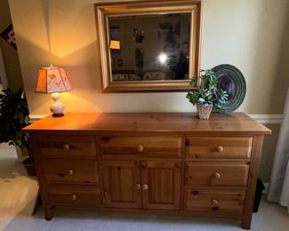 $120.00 - Pine Wood Dresser - 70”L x 19”W x 33”T