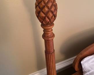 $495 Set of 2 Antique 4 poster twin bed with mattress and box spring included. Carved head boards with carved pineapple finish.