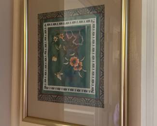 $38.00 - Silk Floral and Butterfly Wall Art - 11.5" x 14.5"