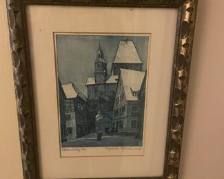 $49.00 - Signed and Titled by Ernst Geissendorfer, Rothenburg Germany - 11.5" x 14.5"