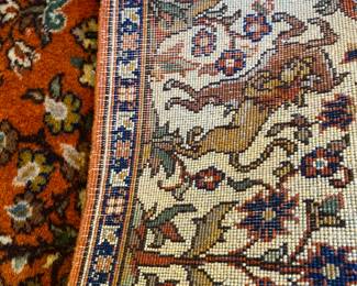 $695.00  Hand woven oriental carpet. Hunt scene in excellent condition 60+ years old. 72”&48”