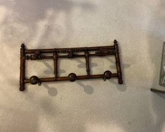 Vintage French Wood Faux Bamboo Coat Hat Rack