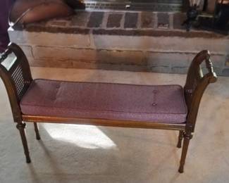 Slender Cane Sides Bench, Vtg