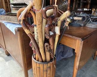 Some of the many canes and walking sticks