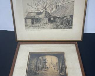 83 AntiqueFramedSignedEtchings1800sEuropeanFineArt