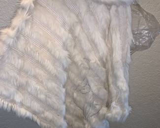 Vintage Fuzzy Skirt with Cat Embroidered in Silver Thread