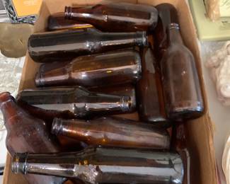 Vintage Brown Glass Beer Bottles