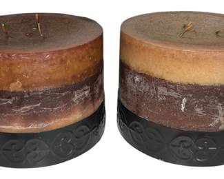 2 Large Layered Three Wick Candles 