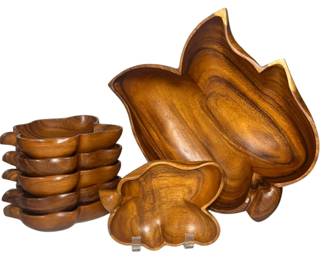 MCM Monkey Pod Wood Serving Set 