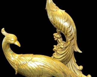 Two Decorative Gold Leaf Pheasants 
