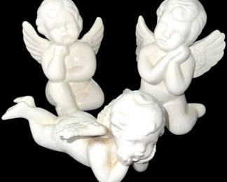 Set of 3 Porcelain Cherub Figurines II 