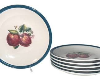 Set6 Apple Stoneware Bread Plates 