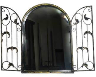 Arched Wall Mirror wIron Shutter Doors 