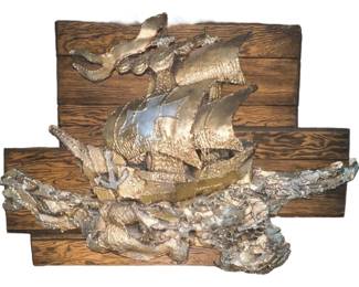 MCM Nautical Sculpture on Wood 
