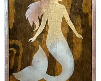 Distressed Wood Mermaid Sign 