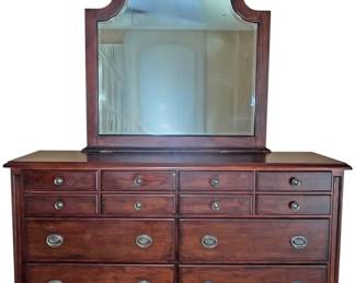 Cherry Finish Dresser with Mirror 