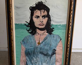 Sophia Loren original framed painting - 38" x 48"