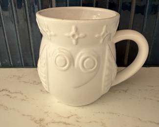 Jonathan Adler white ceramic owl mugs - set of 10