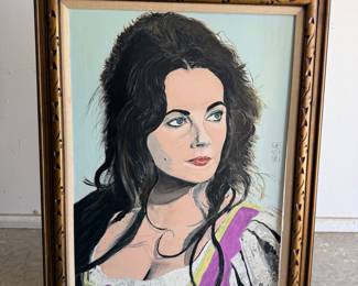 Liz Taylor "Taming of the Shrew" theme framed original painting - 38" x 48"
