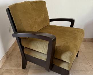 (2) Green Upholstered Wood Chairs - very good condition