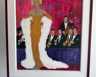 Marilyn Monroe themed original painting, framed and matted - 31" x 35"