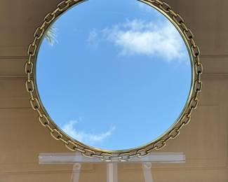 Round Mirror with Gold Chain Frame - 28" x 28"