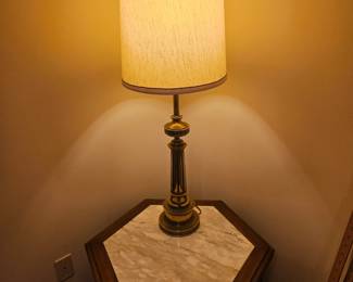 Marble top accent table $45
Vintage Tall brass  lamp $45