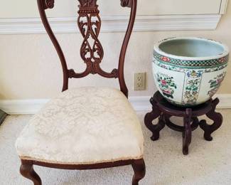 PO114Vintage Carved Wood Childrens Chair