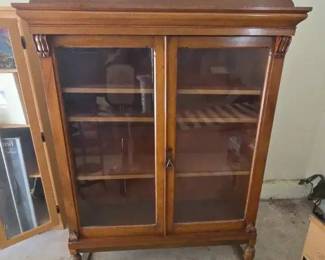 PO180VAntique Bookcase Or Display Cabinet With Glass Doors