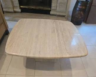 PO107Beige Square Travertine Square Table For Living Room