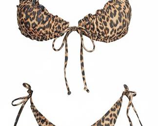 Leopard Print Bikini w Ruffle Top M 