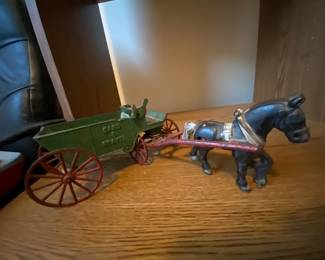 Iron horse and wagon.