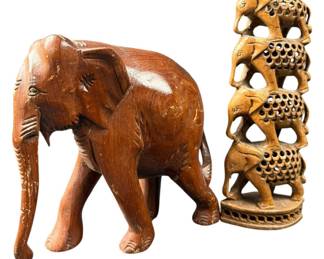 Wooden Carved Elephant Decoration 